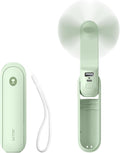 JISULIFE Portable Handheld Fan, 3 In 1-Fan, Power Bank, Flashlight, Green | Mini Cooling Essential for Outdoor, Small, On-the-Go Pocket Hand Design, 19 Hours, Auto Shut-Off Safety Soft Blade by LivechillStaycool