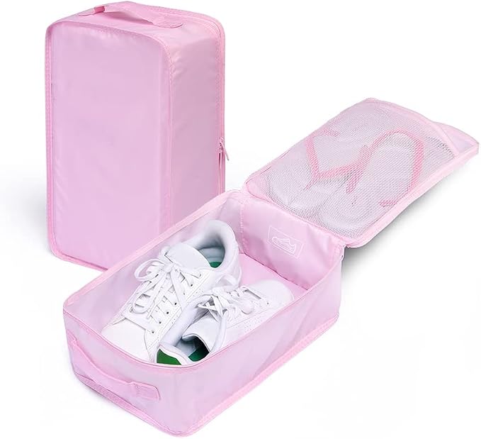 Travel Shoe Bags, Foldable Waterproof Shoe Pouches Organizer-Double Layer (8 Pink Shoe Bags) - Image 5