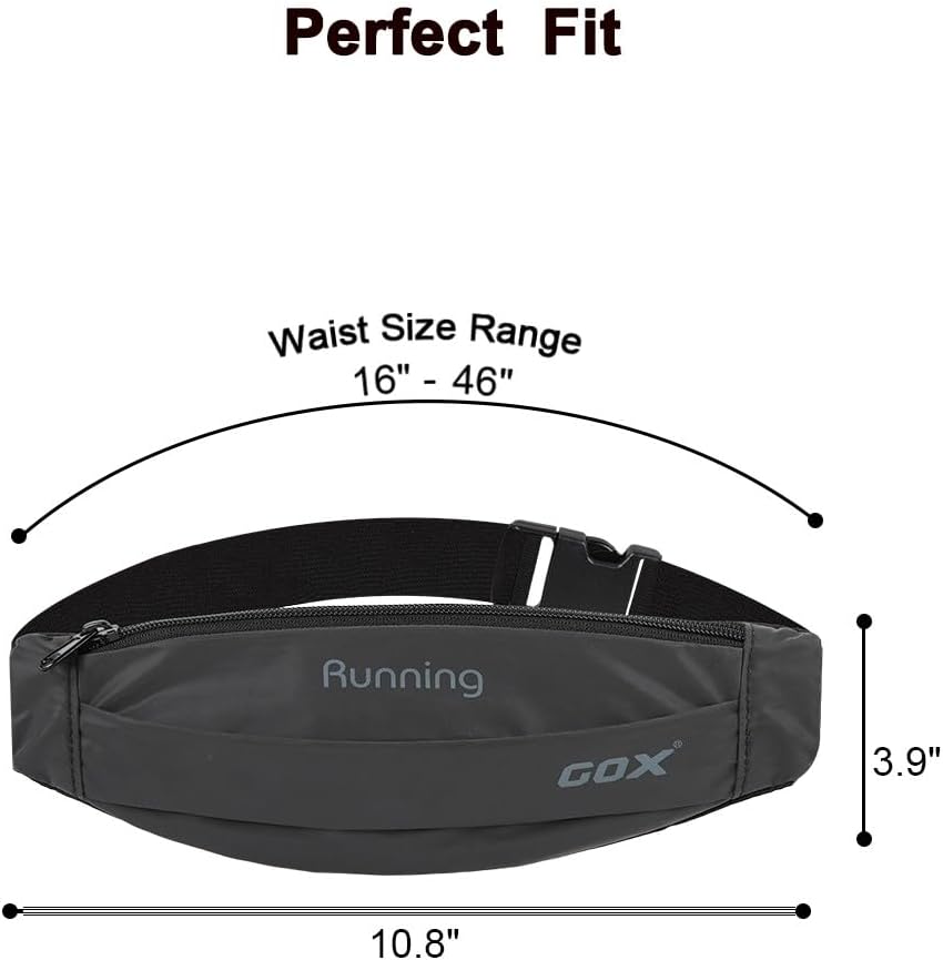 Gox Running Belt, Black | Slim Waist Pack for Phone Holder, Waterproof Athletic Pouch, For Men Women Running Gym Hiking, Small Cross Body Sling Bag - Image 3