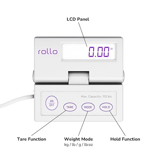 Rollo Shipping Scale for Packages - Digital Postal Scale (110 Lb Max) | Hold and Tare Functions - Includes AC Adapter and 2X AAA Batteries - Weigh Packages and Mail for Shipping Postage - Image 3