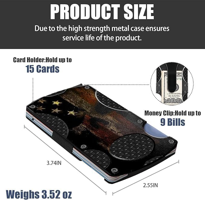 Skull Minimalist Wallet for Men | Slim RFID Aluminum Metal Wallet, Scratch Resistant & Seamless, Credit Card Holder & Money Clip, Holds up 12 Cards and Cash - Image 3