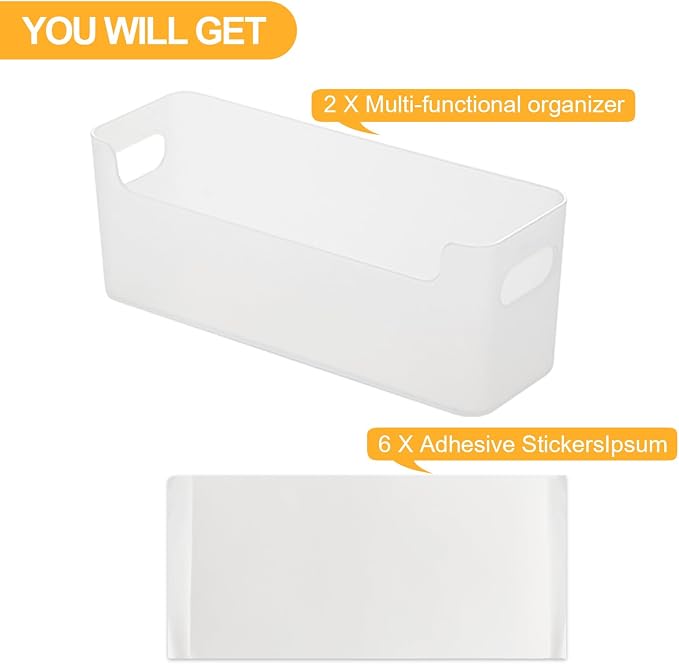 2 Pack Cabinet Organizer Storage, Adhesive Over Cabinet Door Organizer, No Drilling Space Saver Plastic Storage Containers Multi-Use for Kitchen Bathroom Office Bedroom, Translucent - Image 2