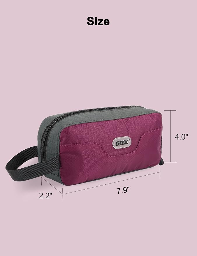 GOX Travel Small Toiletry Bag for Men Nylon Dopp Kit Medicine Bag Travel Organizer Pouch Shave Kits for Teens Toiletry Essentials Bathroom Compact Purple 7.9 * 3.7 * 2 Inches - Image 5