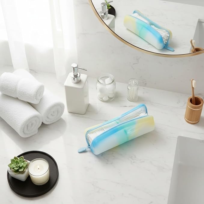 Cotton Round Swab Travel Case, 2-in-1 Beauty Organizer, (Ocean Breeze) - Image 3