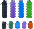 Collapsible Water Bottles 4 pack 17oz (Black+Purple+Blue+Green) | Silicone Water Bottle with Carabiner，Reusable Foldable Sports Water Bottle for Travel Gym Camping Hiking by Ummigi