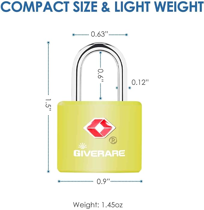 4 Pack TSA Approved Travel Luggage Locks with Keys, Solid Brass Copper Keyed Padlock, ABS Plastic Covered Small Locks for Suitcase, Backpack, Gym Locker, Jewelry Box-by GIVERARE - Image 2