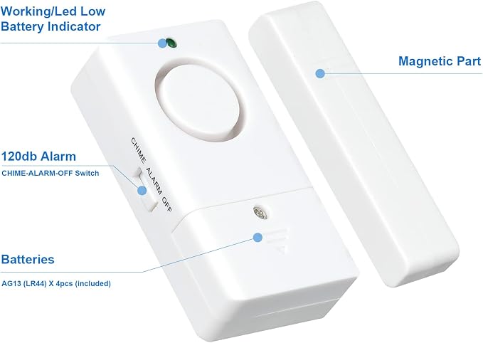 Window Door Alarm for Kids Personal Home Security Alarms with Chime for House, RV, Office, Business Safe (8Pack) - Image 2