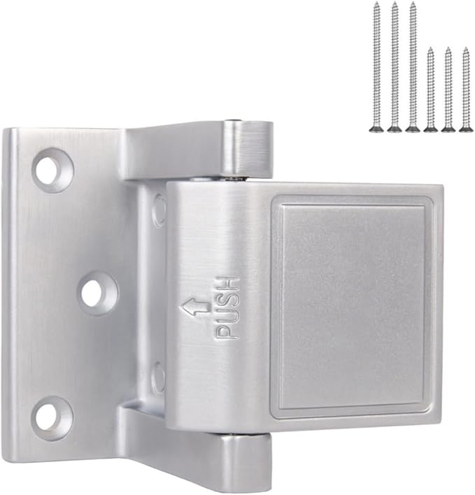 1 Pack Door Lock Reinforcer Privacy Door Latch for，Hotel Security Door Lock ，Privacy Door Latch for in-Swinging Doors Extra High Home Door Security Lock Silver by Wannianmu