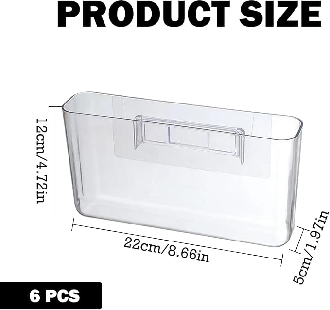 6 Pcs Adhesive Cabinet Door Organizers 8 Inch Clear Storage Bins | Without Drilling, Acrylic Wall Mount Organizer , for Kitchen Bathroom, Bedroom Living, Room, Kitchen Organization - Image 2