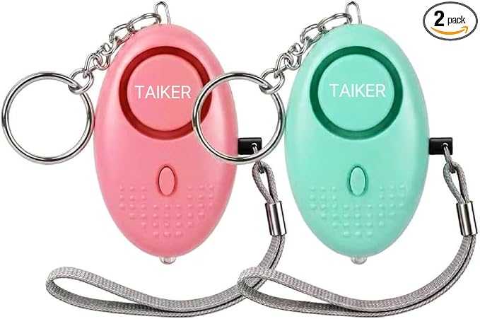 Personal Alarm for Women, 2Pcs 140dB Self Defense Keychain LED Light | Personal Safety Alarm with LED Light Panic Button for Women Kids and Elders (Aqua Marine & Pink) by Taiker