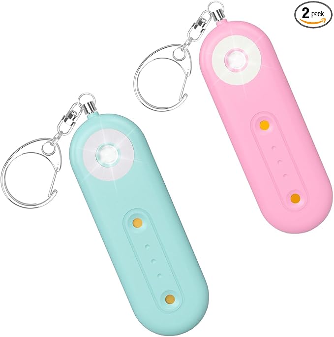 130dB Rechargeable Personal Safety Alarm Strobe Light for Women | Emergency Siren Self Defense Keychain, Safety Protection Keyring for Girls Elderly Traveling College, Light Blue & Pink by ROTOPATA
