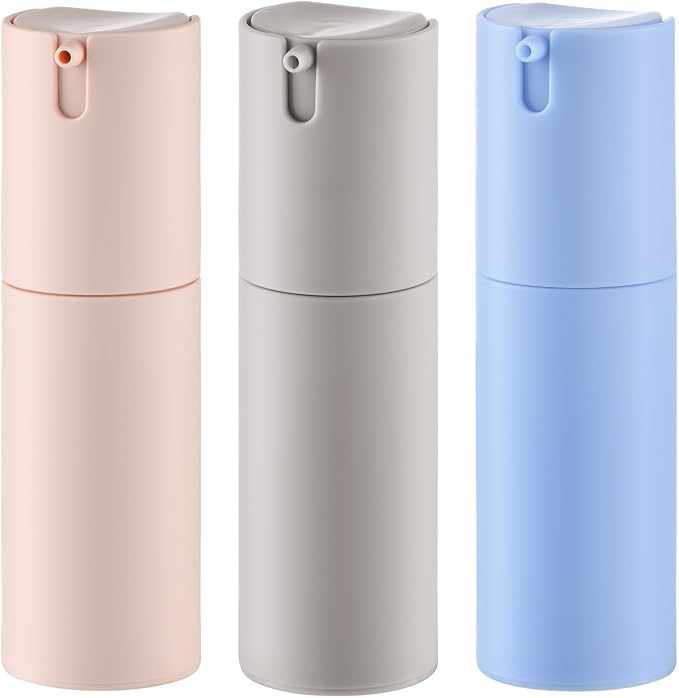Lulupack Airless Pump Bottles Travel Size, 1 oz 3 PCS Refillable Container | Plastic lotion dispenser, for face cream moisturizer, small skincare, shampoo soap, empty toiletry, cosmetic, leakproof TSA by Befragrancemate