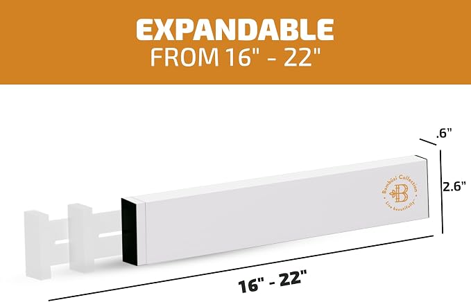 4-Pack Drawer Divider - 2.6" High, 16" to 22" Adjustable Bamboo Drawer Organizers for Clothes, Expandable Dresser Separators in Bedroom/Bathroom/Kitchen/Office Organization and Storage (White) - Image 3