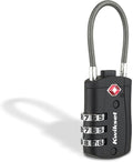 Kwikset TSA Approved Combination Luggage Lock with Cable, 1-Pack, Black | Cable Shackle Bends Through Zipper Pulls, Duffel Handles and Backpack Loops; 1-3/16 in Body, Resettable Code by Unknown