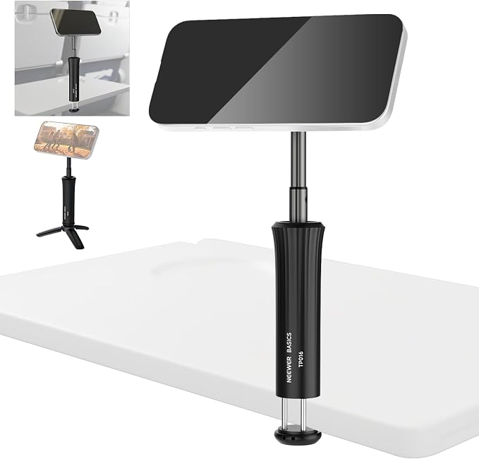NEEWER Airplane Phone Holder, Magnetic Smartphone Desk Mount Tripod Stand Handheld Selfie Stick Plane Gadget Travel Essentials Compatible with MagSafe iPhone Samsung Android for Video Recording, TP016 by Neewer