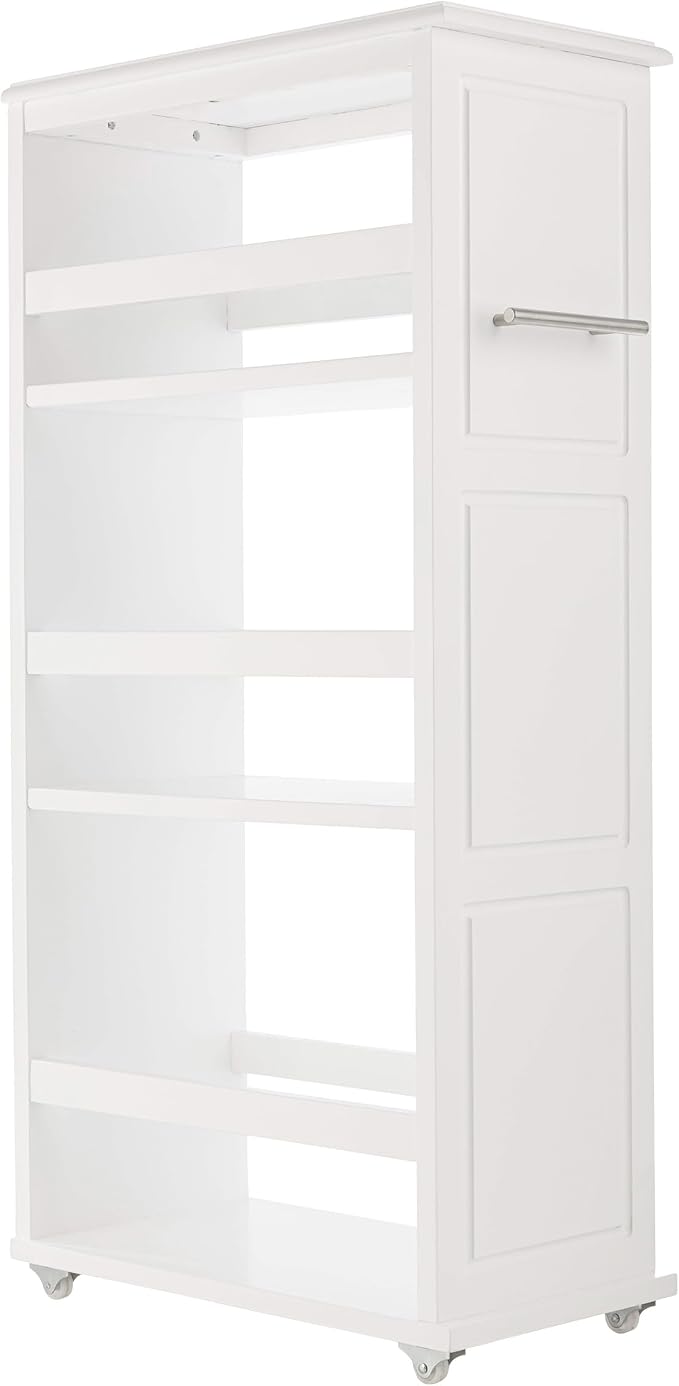 Lavish Home 3 Tier Slim Utility Rolling Storage Cart, White, 16.7”W x 9”D | Narrow Rolling Cart Storage Organizer with Handle and Wheels for Bathroom, Laundry Room, and Kitchen, Pull-Out Home Organizer - Image 8