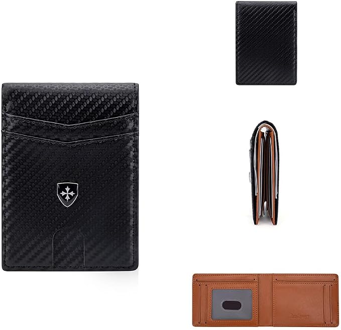 Slim RFID-Blocking PU Leather Bifold Wallet for Men & Women, Minimalist Card Holder with ID Window & Cash Pocket by Unknown