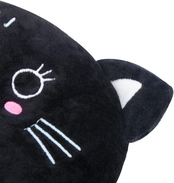 Travel Pillow for Kids, Cute Animal Neck Pillow Support U Shaped Cushion Plush Soft Rest Reading Pillows Sleeping Pillows for Airplane Train Car (Color:Black cat) - Image 3