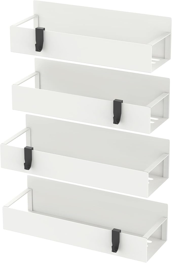 HuggieGems Metal Magnetic Spice Rack for Refrigerator Cream White, 4 Pack | Magnetic Shelves Heavy Duty for Fridge in Kitchen, Seasoning Storage Organizer, For Oven Washer and Dryer, For Heavier Items - Image 6