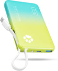 INIU 45W Fast Charging Tablet Portable Charger, Smaller 10000mAh Power Bank | Flight-Safe, Built-in USB C Cable, Flashlight, Battery Phone Pack for Tablet, iPad, iPhone 17 16, Samsung S26 etc, Cyan by INIU
