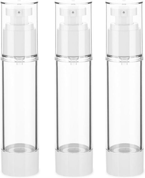 1.7OZ/50ML Clear Airless Pump Bottles, Lotion Dispenser Travel with Pump, Vacuum Plastic Travel Size Lotion Bottle for Foundation, Creams, Cosmetic(3 Pack) by Weareyourgoodpartners