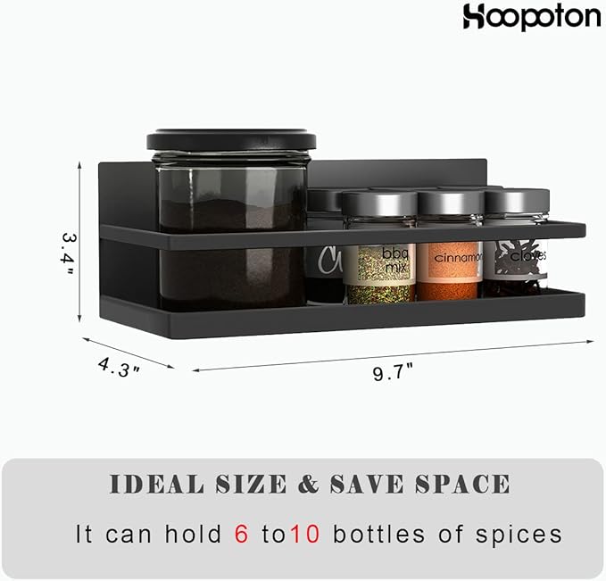 2 Pack Magnetic Spice Rack, Easy to Install on The Side of Refrigerator/Space Saving Kitchen Organization Shelf Organizer for Cabinet - Image 2