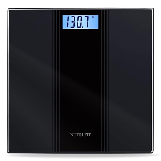 Scale for Body Weight Digital Bathroom Scale Large Size Black | 0.2lb Precision, Max 400lb, Backlit LCD Screen, Highly Accurate Electronic Weighing Machine, Safe Home Use, Include Batteries by NUTRIFIT