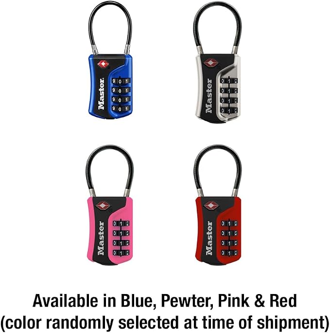 Master Lock TSA Approved Combination Luggage Lock 3-Pack Assorted 4697EC3 | TSA Accepted Set Your Own 4-digit Combination Lock Secure Suitcases, Backpacks For Travel 1-3/8" Wide 1-1/2" Long - Image 5