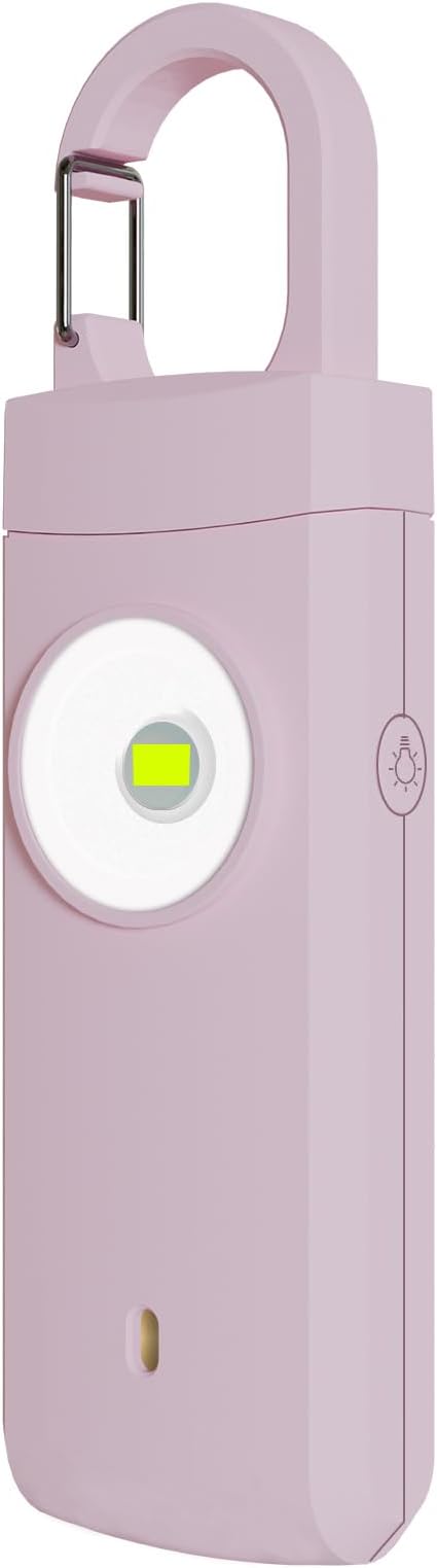 Rechargeable Personal Safety Alarm for Women, Loud Siren Birdie Sound, Strobe SOS LED Light, USB Charging, Be Safe with Personal Alarm Self Defense Keychain for Wife, Daughter, Student (PINK) by HELPHIER