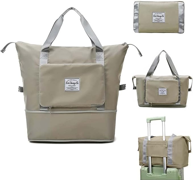 Large Capacity Foldable Travel Bag, Expandable Waterproof Carry on Bag, Dry and Wet Separation Spor Duffel Bags by Jahomieo