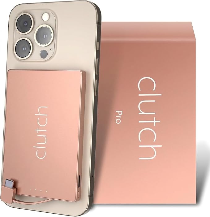Clutch - Pro USB-C Portable Charger - Compatible with iPhone 15, 16, 17 & Android Devices - Power Bank Magnetic Battery - TSA Travel Approved - USB Rechargeable - Built-in Cable - 5000 mAh - 3.7oz by ClutchCharger