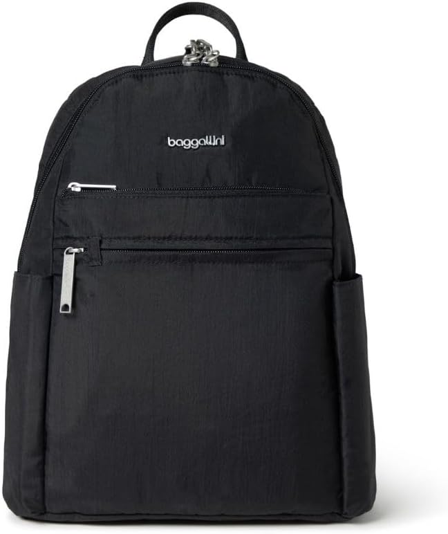 Baggallini Securtex® Anti-theft Vacation Travel Backpack 10x13 Slash-Resistant Nylon Daypack w/RFID, Black by baggallini