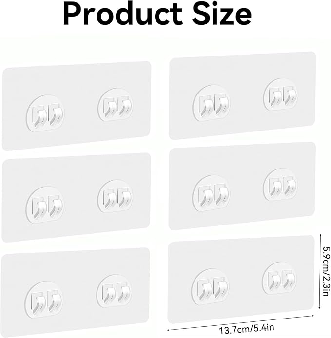 Shower Caddy Adhesive Hooks Replacement for Bathroom, No Drilling | 6 Pack, Strong Adhesive Hooks, for Bathroom Storage Shelves & Kitchen Racks Rack, Waterproof - Image 2
