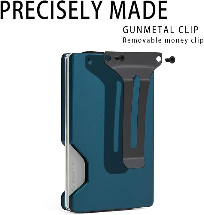 Minimalist Wallet for Men, Slim Metal RFID Blocking Wallet Credit Card Holder Money Clip & Cash Strap, Scratch-Resistant Holds 15 Cards,Ideal Gift for Men | Matte Navy - Image 8