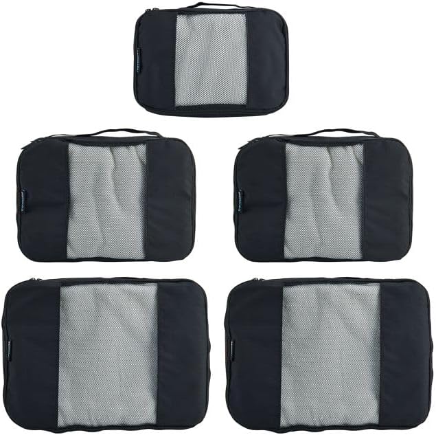 Travel Wise Packing Cubes for Travel - 5 Piece Set with Pattern Design, Lightweight Ripstop Nylon Luggage Organizers with Mesh Panel, Small Medium Large Sizes - Image 7