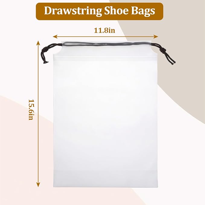 Drawstring Shoe Bags Shoe Bags for Packing, Storage Reusable Waterproof Shoe Organizers for Sneakers & Clothes, Translucent Travel Bags for Men Women (8 Pack) - Image 2