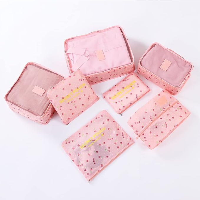 Packing Cubes for Suitcases - 7 Pieces,Light Packing Cubes for Travel, Suitcase Organizer Bags Set, Luggage Organizers for Suitcase, Water-Resistant Travel Essentials, Pink Cherry - Image 6