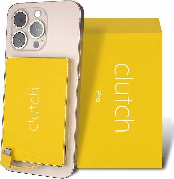 Clutch - Pro USB-C Portable Charger - Compatible with iPhone 15, 16, 17 & Android Devices - Power Bank Magnetic Battery - TSA Travel Approved - USB Rechargeable - Built-in Cable - 5000 mAh - 3.7oz by ClutchCharger