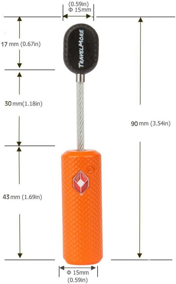 TSA Approved Locks for Luggage with Keys, Secure Travel Locks | Durable, Flexible Cable, Zinc Alloy Body, Easy to Use, Compact, for Suitcases, Backpacks, Cases, Zippers, 2-Pack, Orange - Image 3
