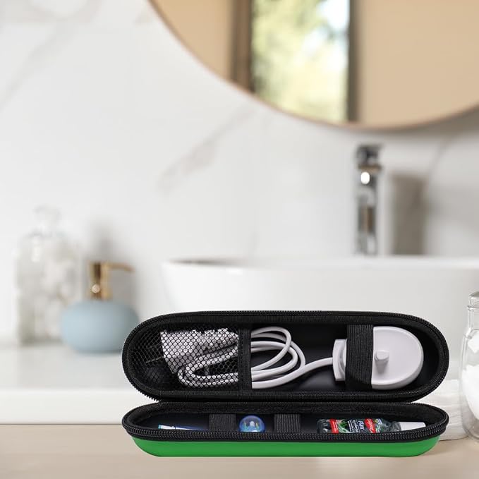 Nincha Electric Toothbrush Travel Case Compatible with Oral-B/Philips Sonicare/Colgate/Reach, and Most Electric Toothbrush, Includes 2 Universal Toothbrush Covers (Green Case + Green Covers) - Image 6