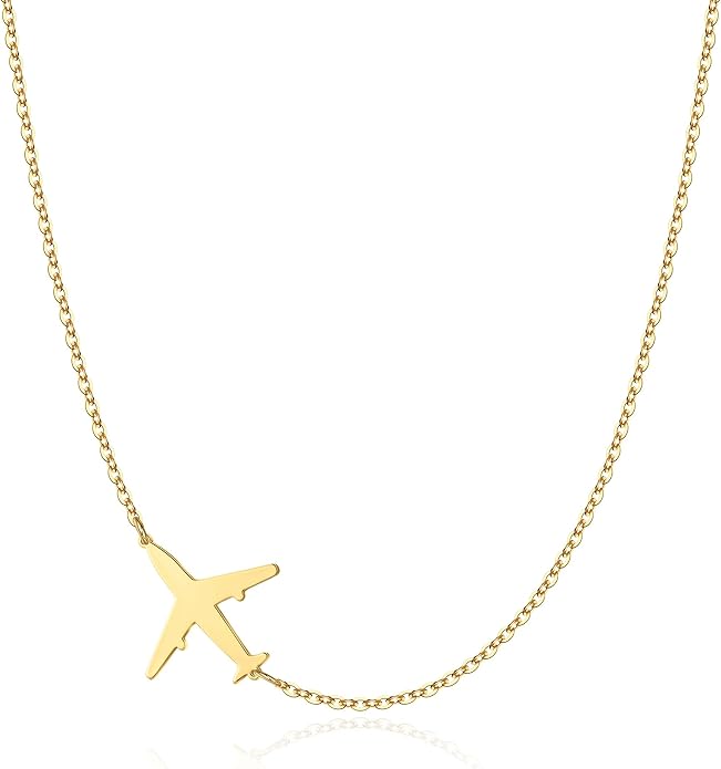 Kyerlyn Necklace for Women, Dainty Airplane/Swallow/Lightning Necklace Sideways Necklace Pendant Trendy Adjustable Chain Simple Choker Everyday Gifts by Kyerlyn