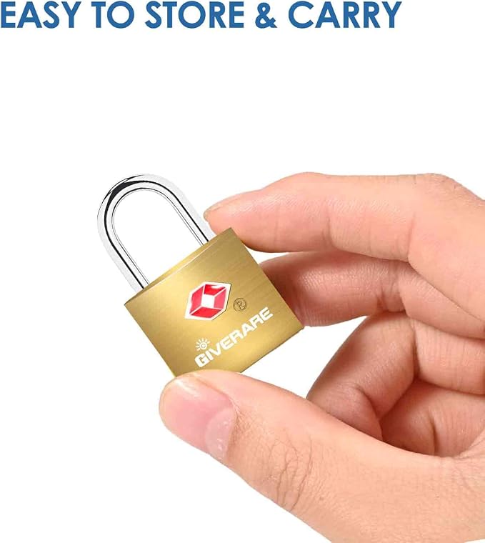 4 Pack TSA Approved Travel Luggage Locks with Keys, Solid Brass Copper Keyed Padlock, Small Locks for Suitcase, Backpack, Gym Locker, Jewelry Box, Gold-by GIVERARE - Image 3