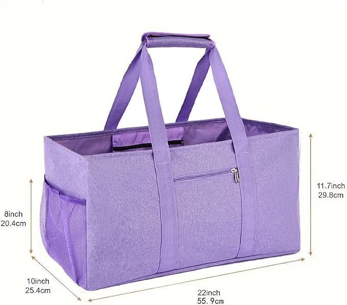 Extra Large Utility Tote Bag - Reusable Grocery Bags Foldable Heavy Duty | Large Shopping Tote 4 Pockets & Reinforced Handles, Water-Resistant Collapsible Tote for Beach, Picnic, Car Storage - Image 2