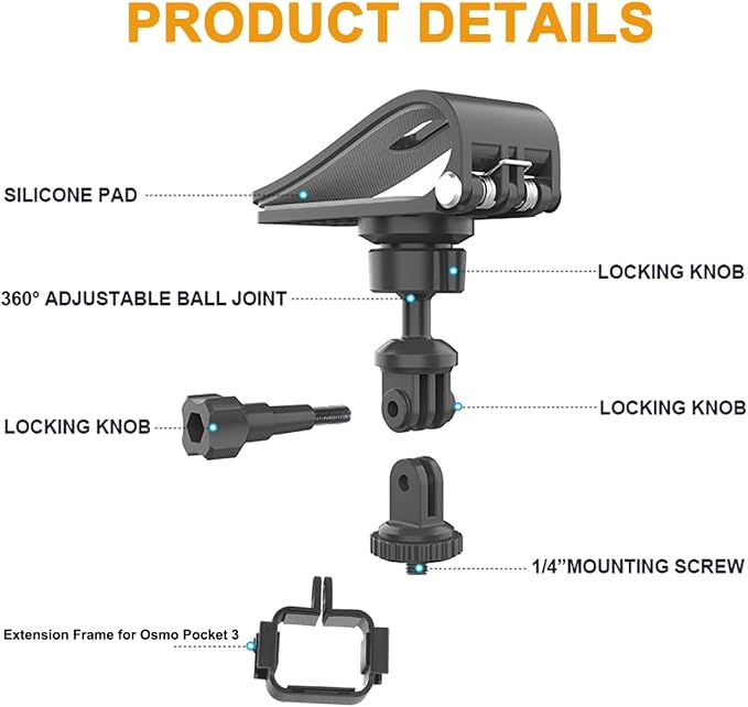 Pocket 3 Car Mount, 360° Adjustable Car Sun Visor Mount Compatible with Insta360 X5 X4 X3, GoPro Hero 13 12 11 10 9 8 7 6 5 Black, DJI Osmo Pocket 3 Action 5 pro/4/3, AKASO and More Action Cameras - Image 3