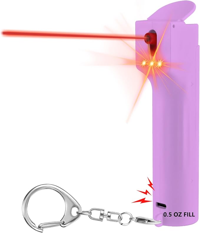 3-in-1 Personal Alarm with Pepper Spray, 130dB Siren, Red Strobe Lights, Replaceable Canister, Rechargeable, Self Defense Keychain for Women by PAPASAFETY