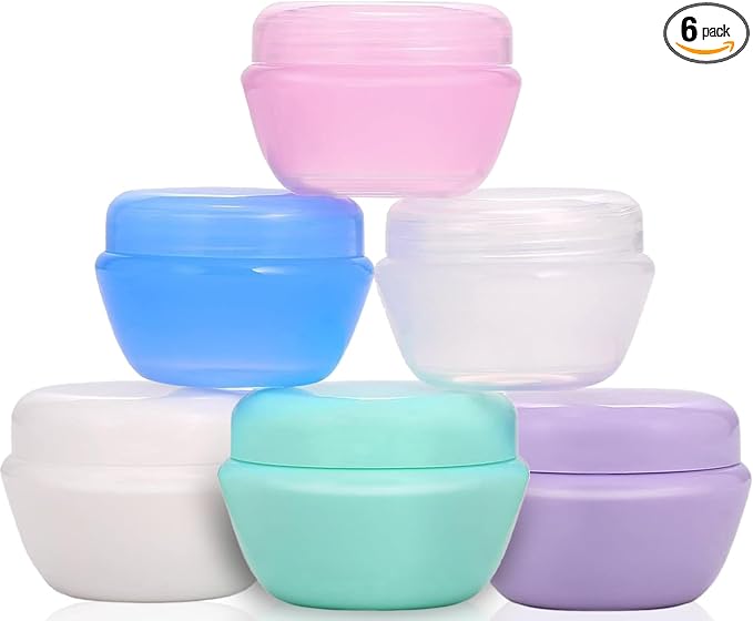 Travel Accessories Toiletry Containers 1 oz for Cream, 6 Pack | Plastic Little Jars for Creams, Compact Travel Size Containers with Leak proof Lids for Body Cream, 30g/1 oz Per Pack by VEAIDE
