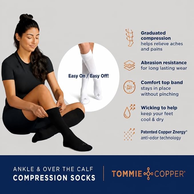 Travel Compression Socks Women's Over-the-Calf – Soothing Compression, Mesh Ventilation, Padding & Copper Znergy Anti-Odor - Image 3