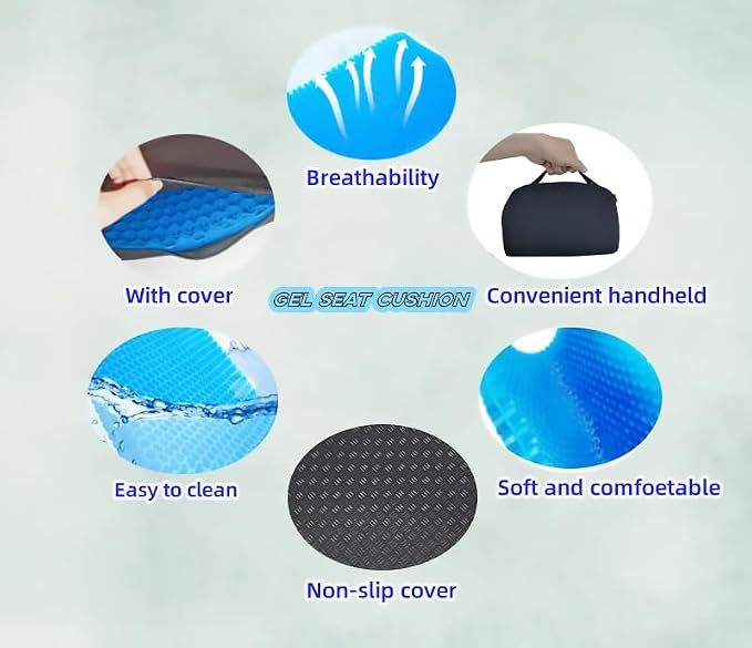 Gel Seat Cushion,Foldable Seat Cushion Comfortable Travel Seat Cushions | Soft Breathable for Chair, Car, Plane Outdoor Activities, Stadium, Picnic, Hiking, Mountaineering Relief Sciatica Pain - Image 4