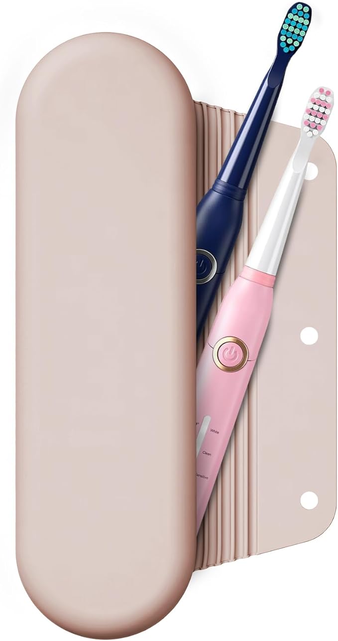 Silicone Electric Toothbrush Travel Case, Manual Toothbrush Travel Cover for Men and Women,Toothbrush Holder for Travel,Gym and More, Fits Most Manual and Electric Toothbrushes - Sand Pink by iTokGok