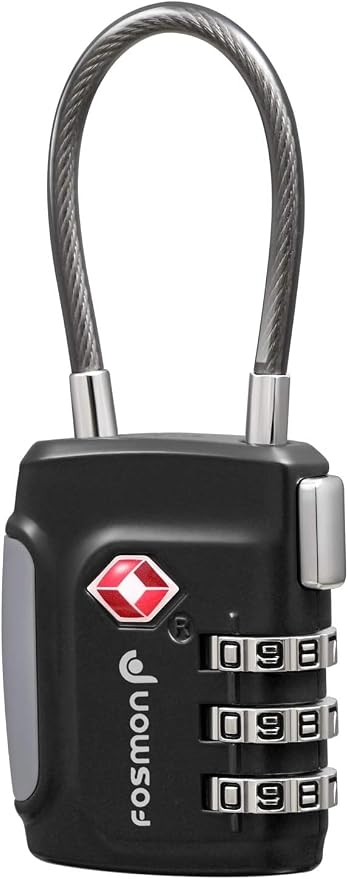 Fosmon TSA Approved Cable Luggage Locks, 3 Digit Combination, 1 Pack | Push Release Button, 3 Digit Long Shackle, Flexible Wire Lock, Suitcase Backpack Travel Padlock, Gun Case Lock - Image 4